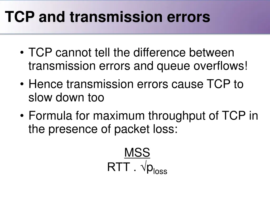 tcp and transmission errors