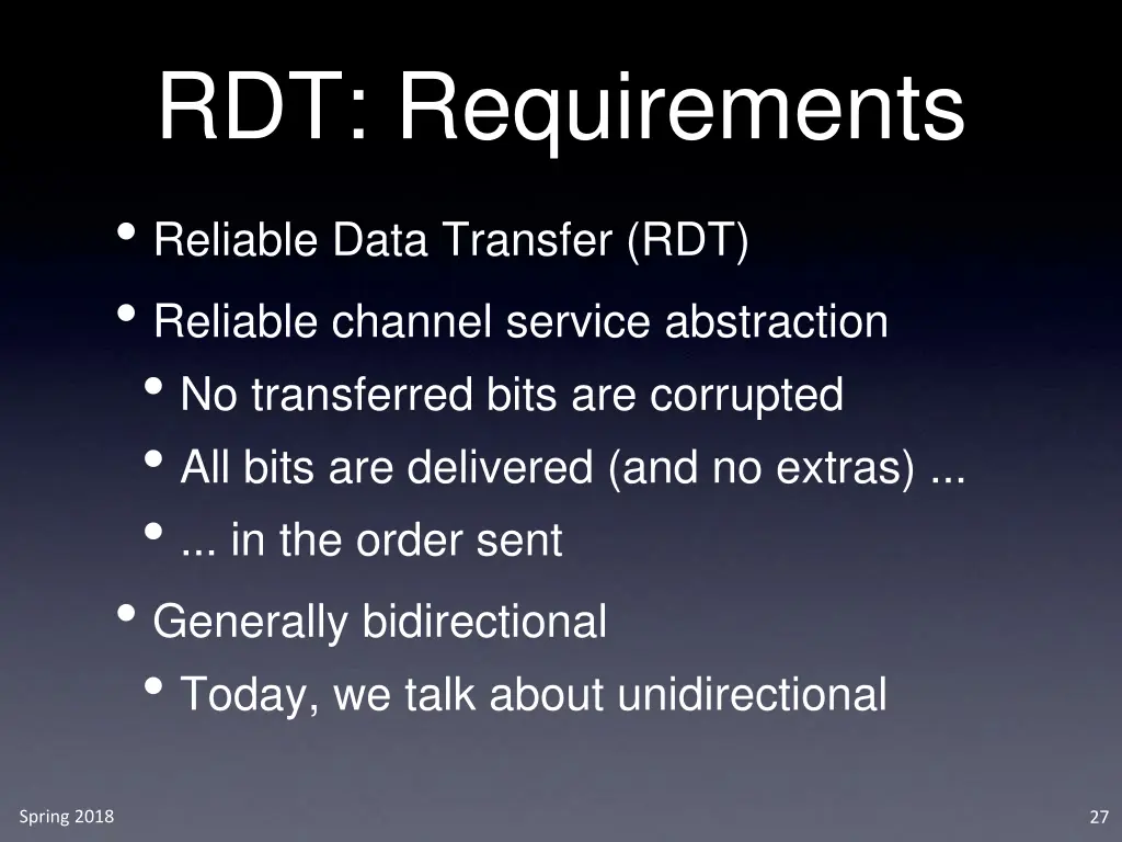 rdt requirements reliable data transfer