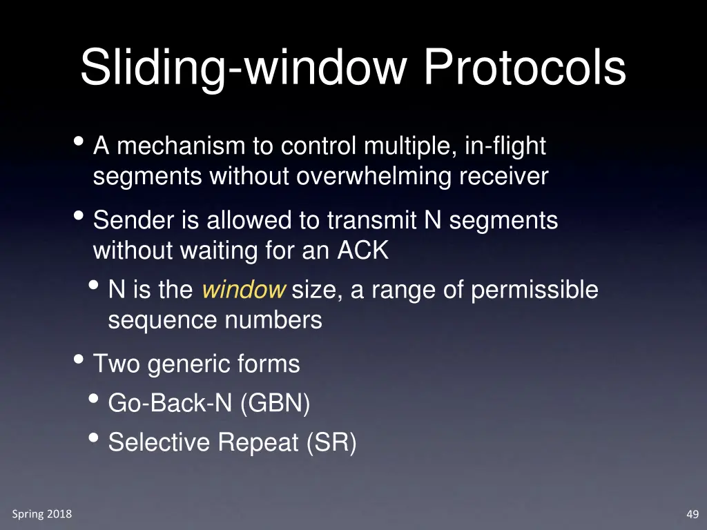 sliding window protocols