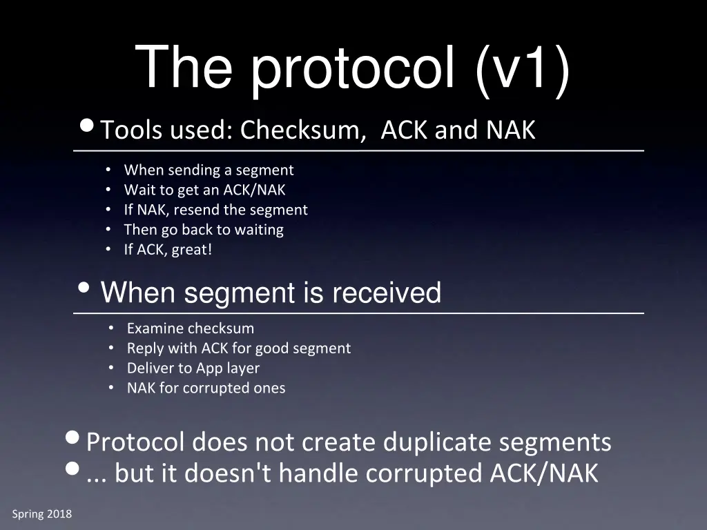 the protocol v1 tools used checksum ack and nak