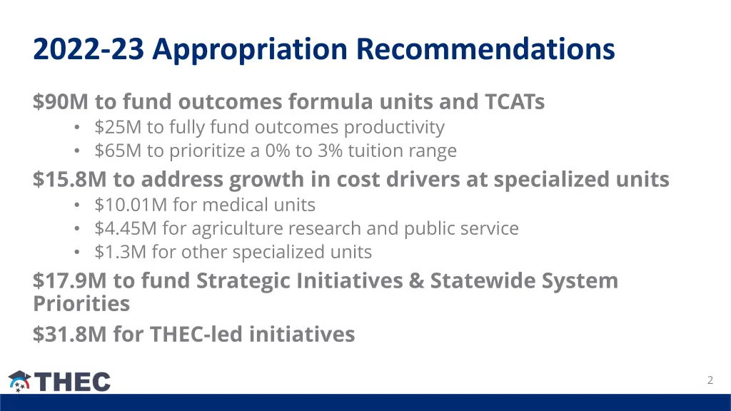 2022 23 appropriation recommendations