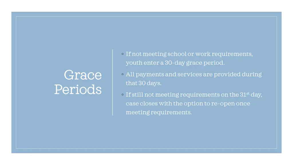 if not meeting school or work requirements youth