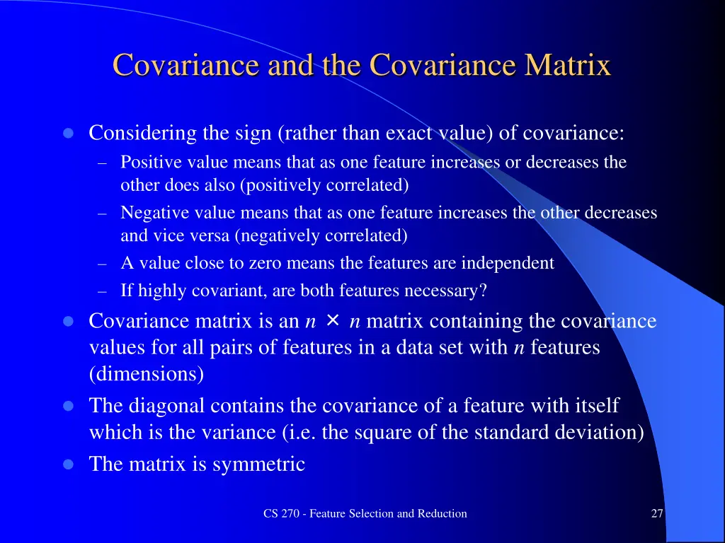 covariance and the covariance matrix