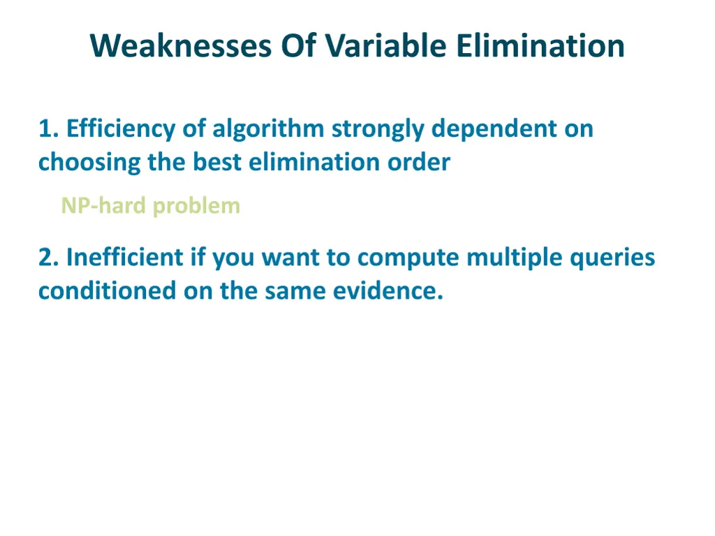 weaknesses of variable elimination