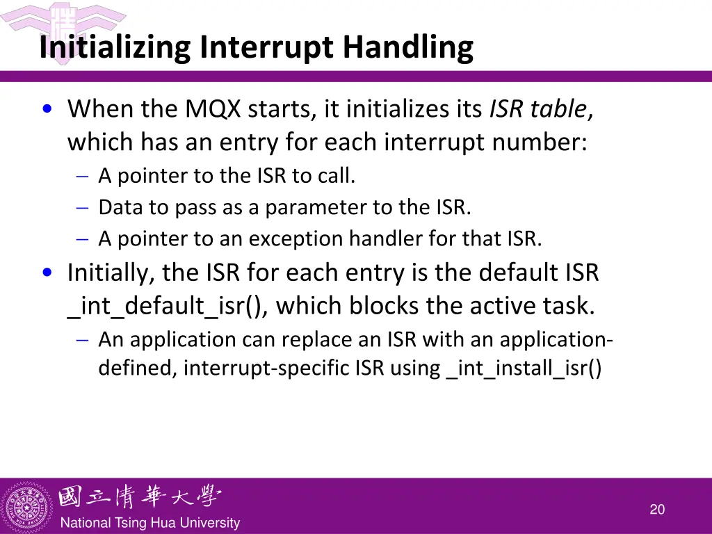 initializing interrupt handling