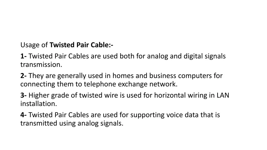 usage of twisted pair cable 1 twisted pair cables