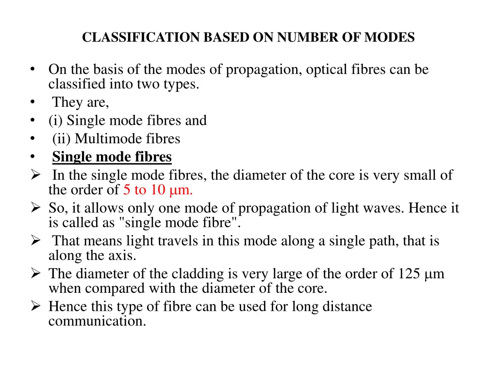 classification based on number of modes