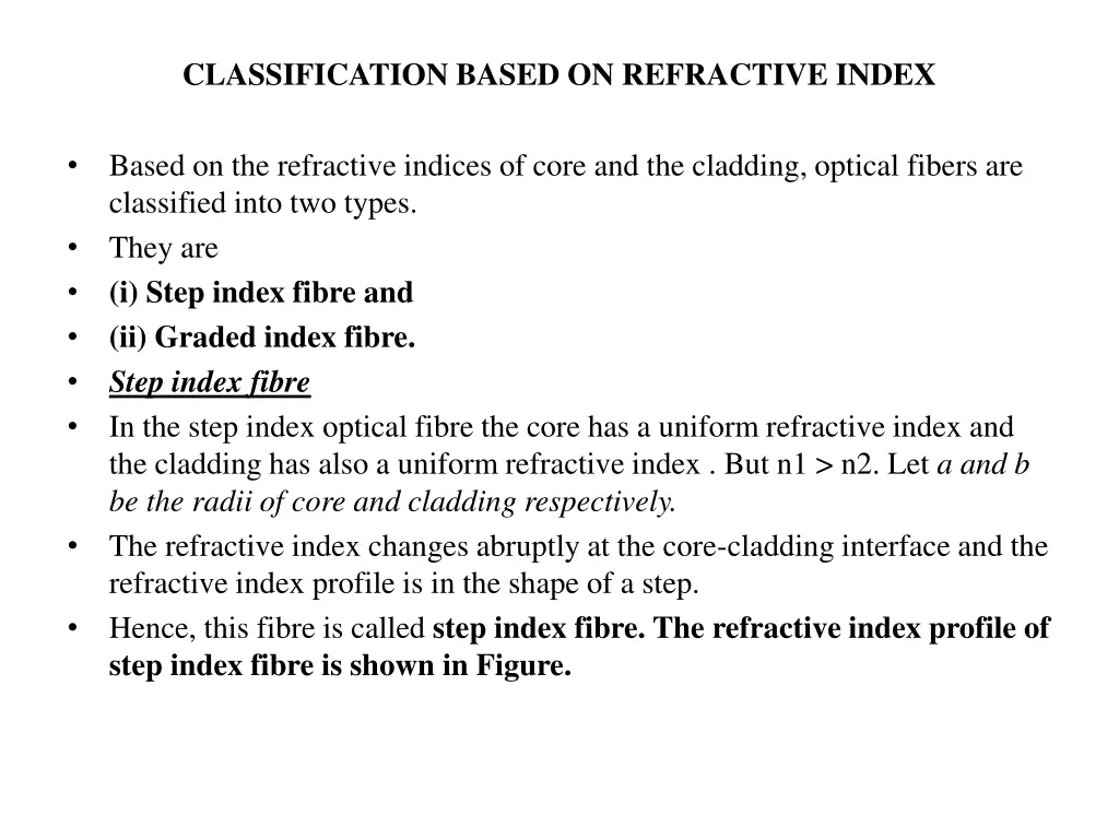 classification based on refractive index