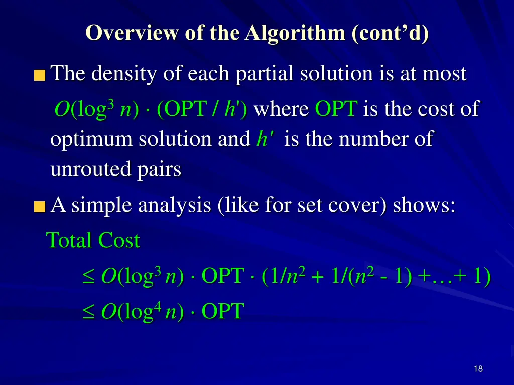 overview of the algorithm cont d