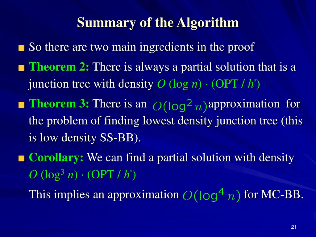summary of the algorithm