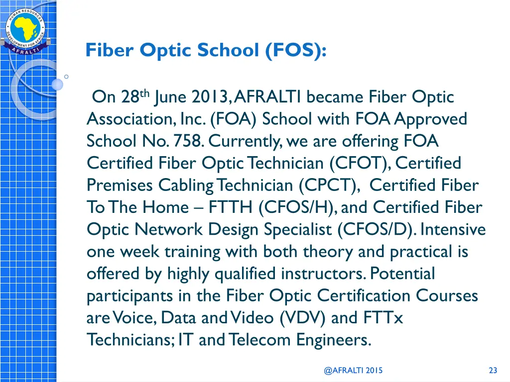 fiber optic school fos