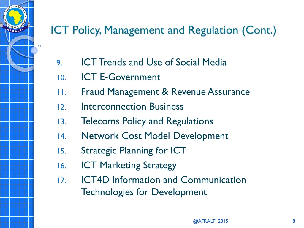 ict policy management and regulation cont
