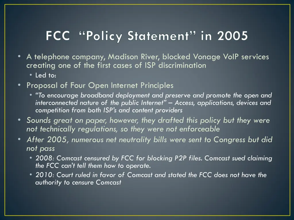 fcc policy statement in 2005