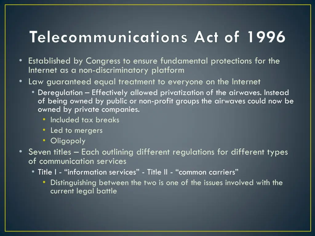 telecommunications act of 1996