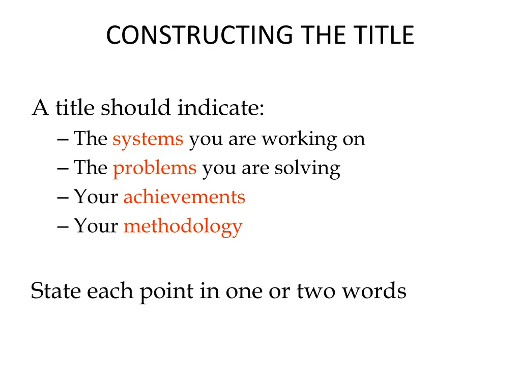 constructing the title
