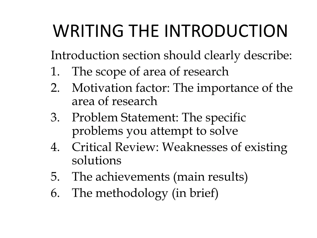 writing the introduction introduction section