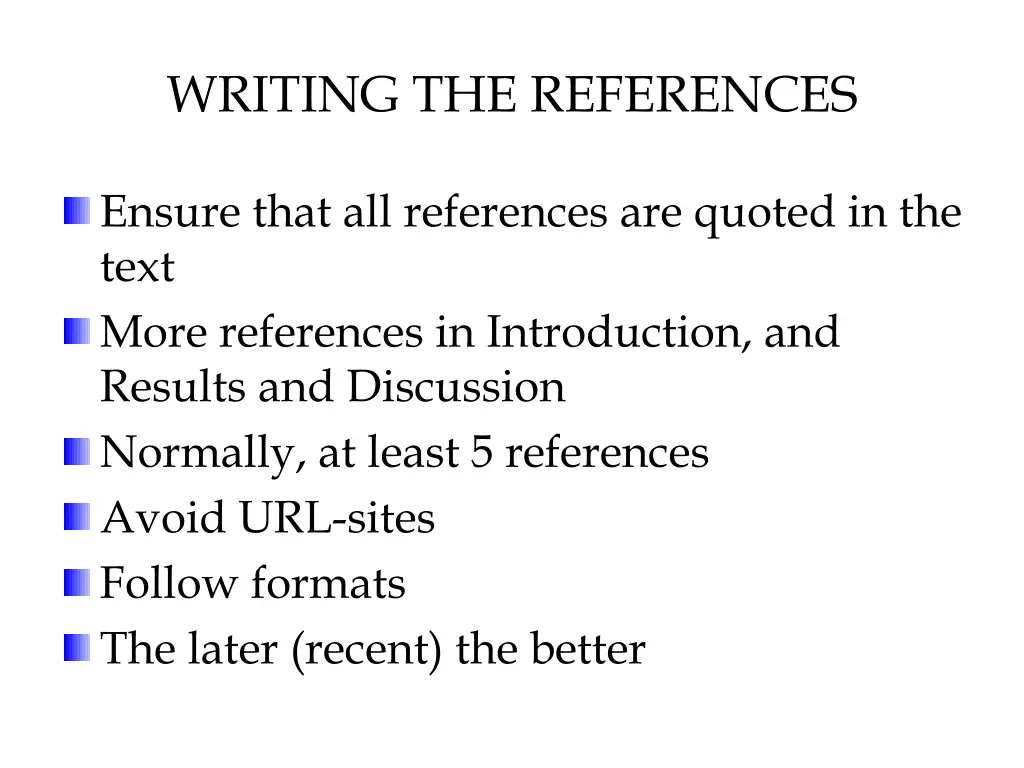 writing the references
