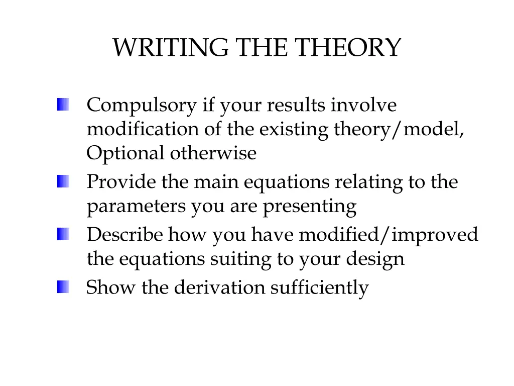 writing the theory