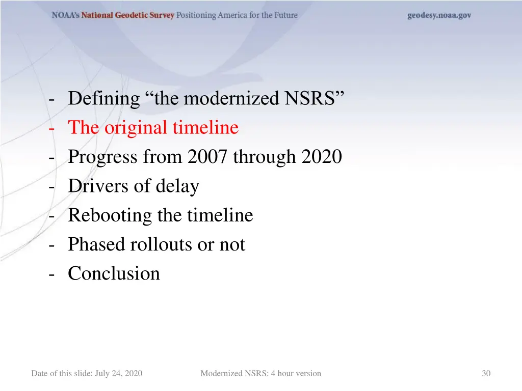 defining the modernized nsrs the original 1