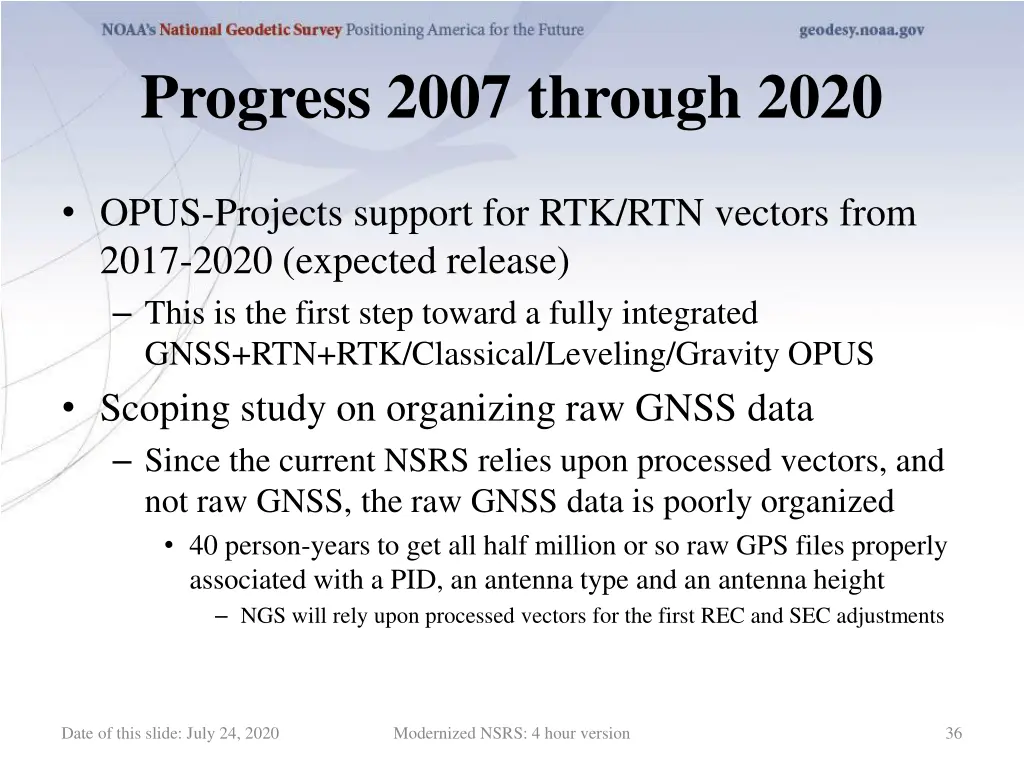 progress 2007 through 2020 3