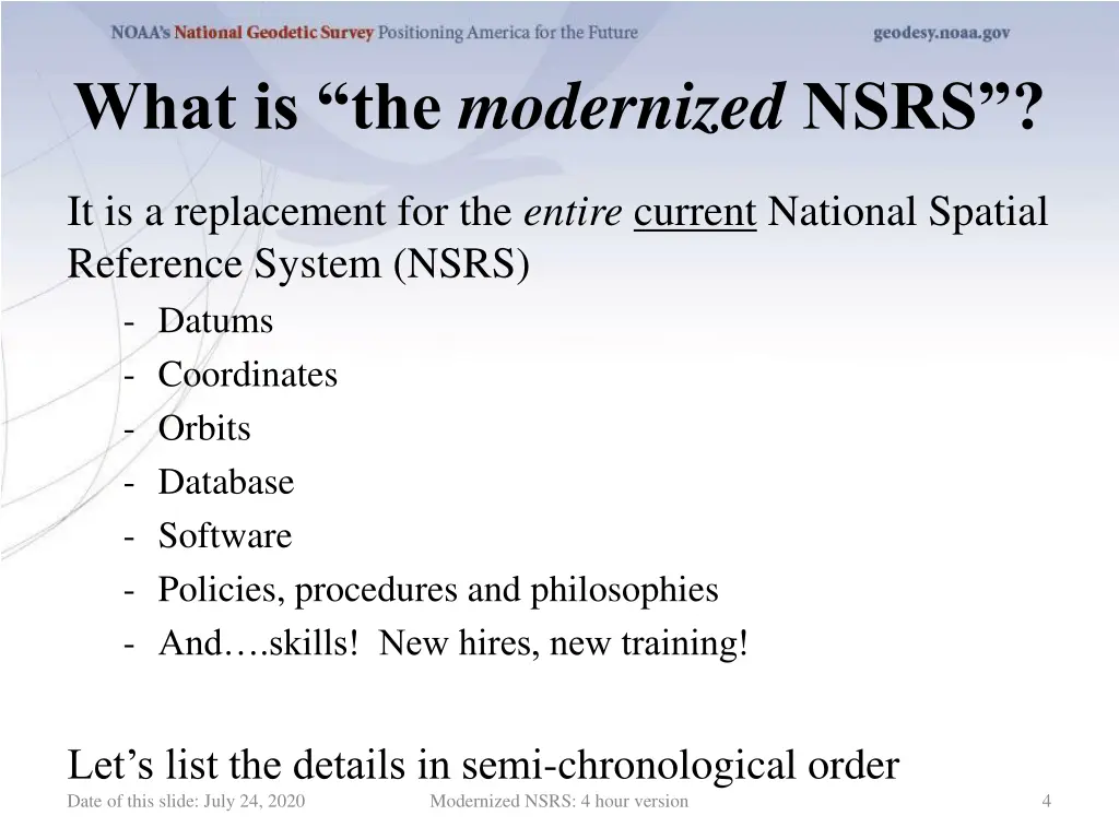 what is the modernized nsrs