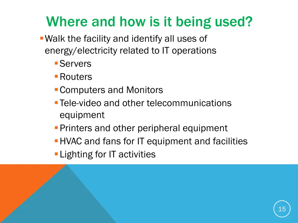 where and how is it being used walk the facility