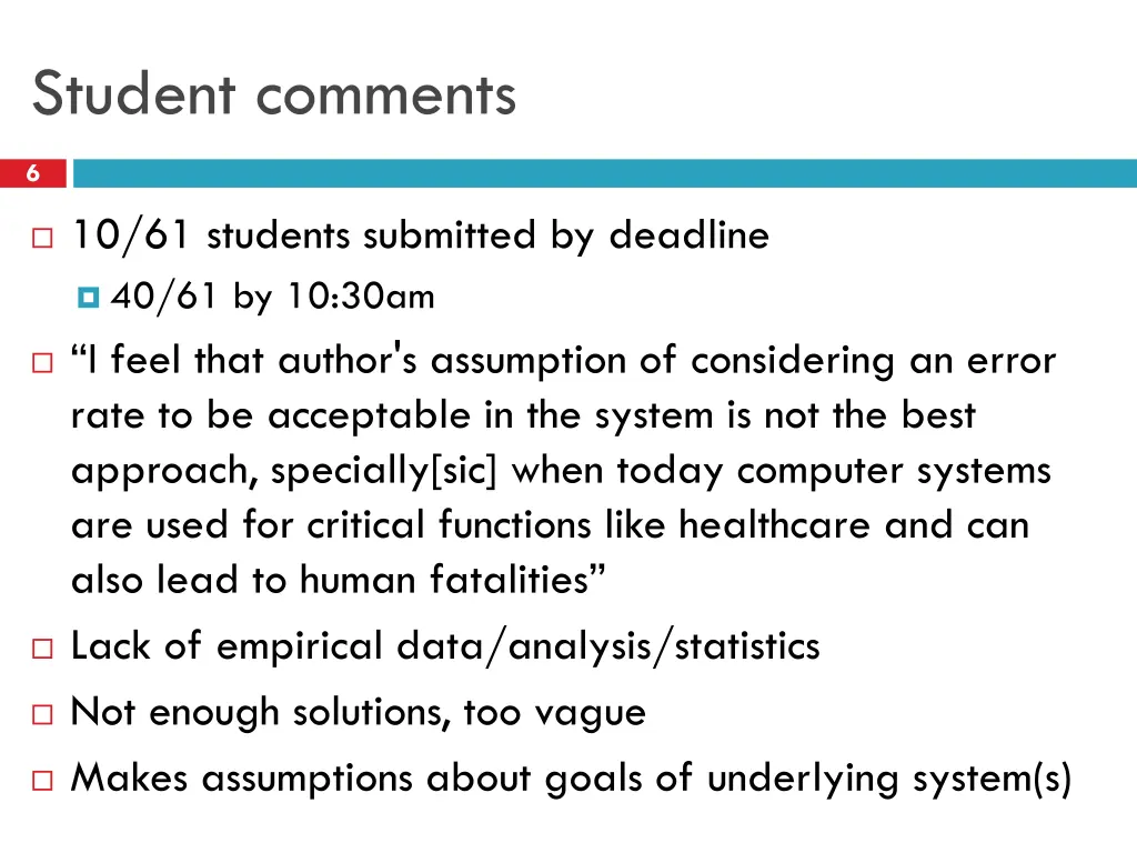 student comments