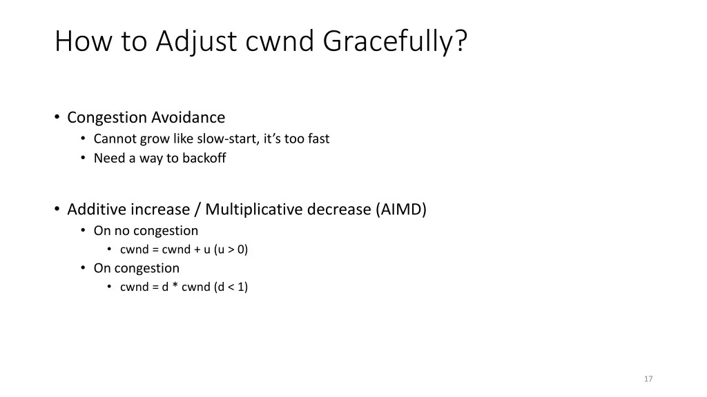 how to adjust cwnd gracefully
