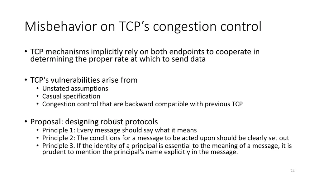 misbehavior on tcp s congestion control