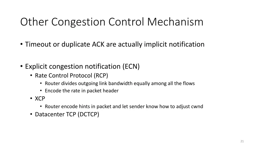 other congestion control mechanism
