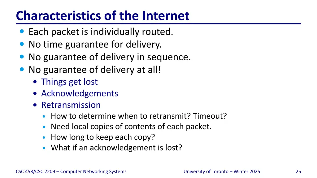 characteristics of the internet each packet
