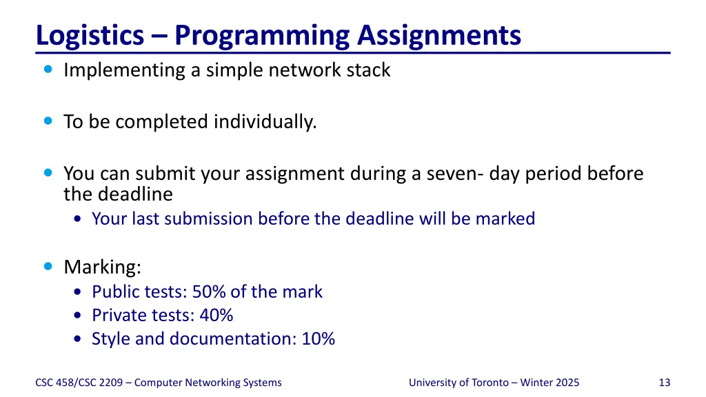 logistics programming assignments implementing
