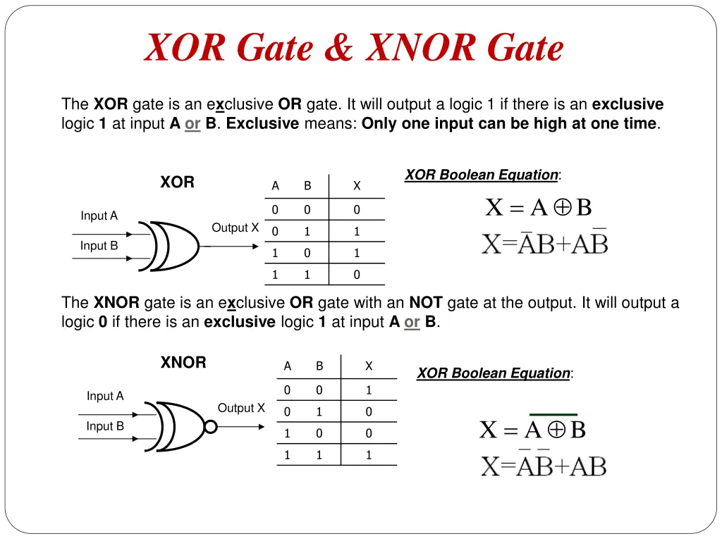 xor gate xnor gate
