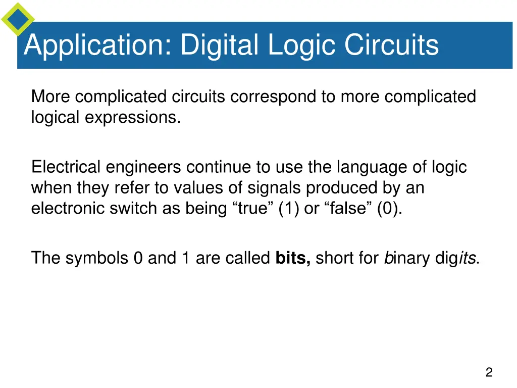 application digital logic circuits