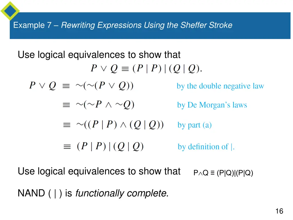 example 7 rewriting expressions using the sheffer 1