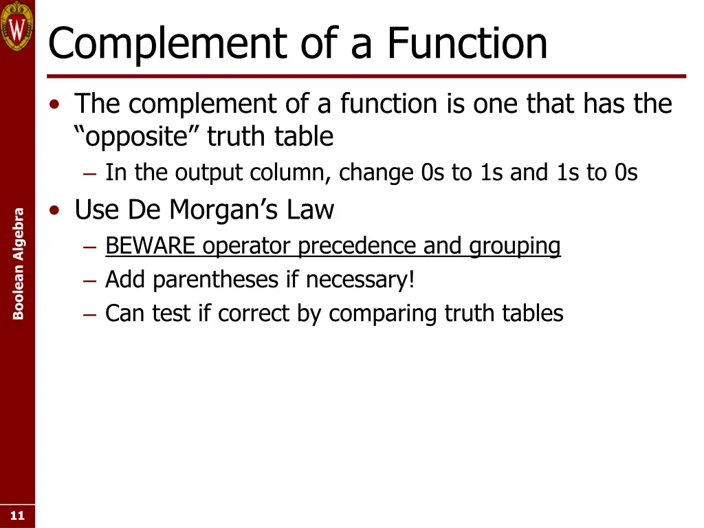 complement of a function