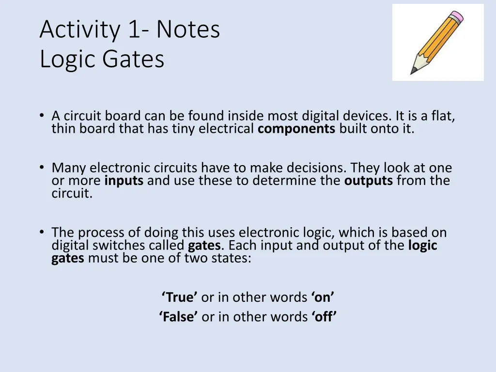 activity 1 notes logic gates