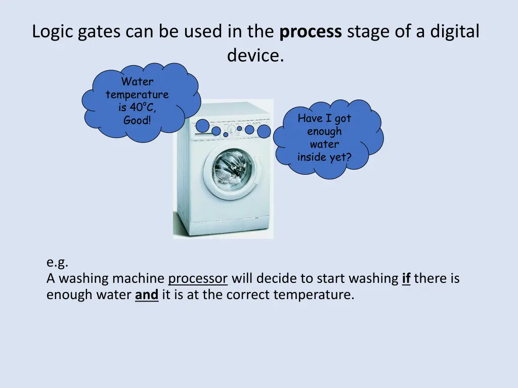 logic gates can be used in the process stage