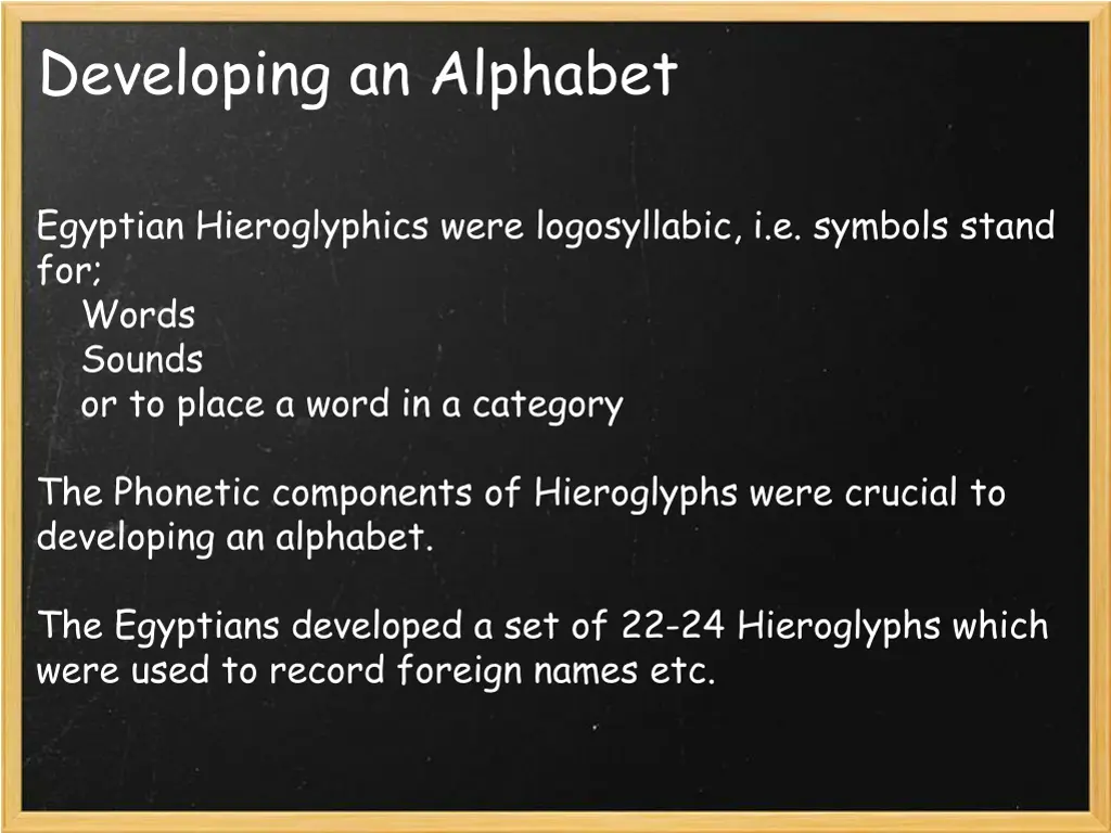 developing an alphabet