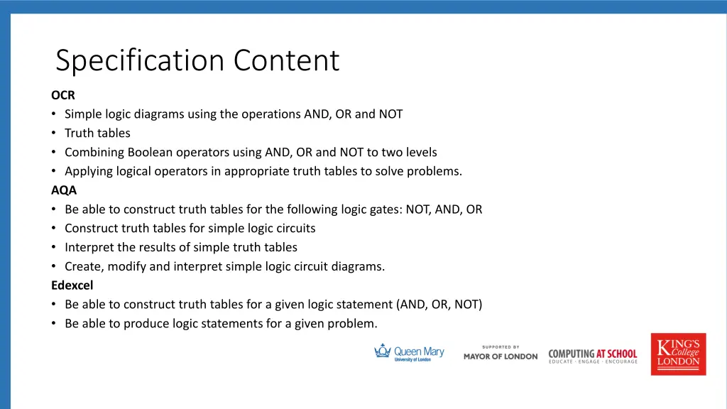 specification content