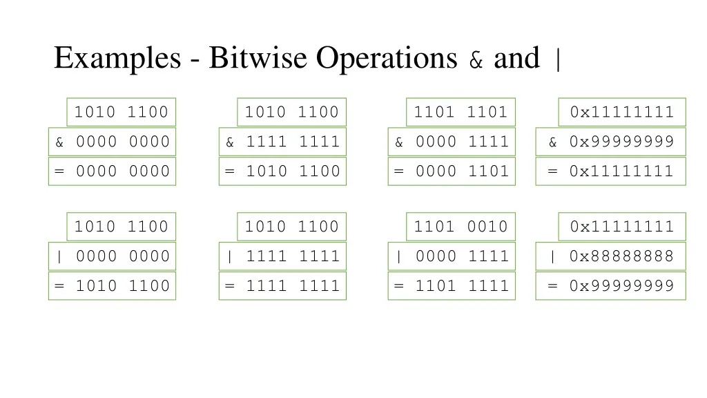 examples bitwise operations and