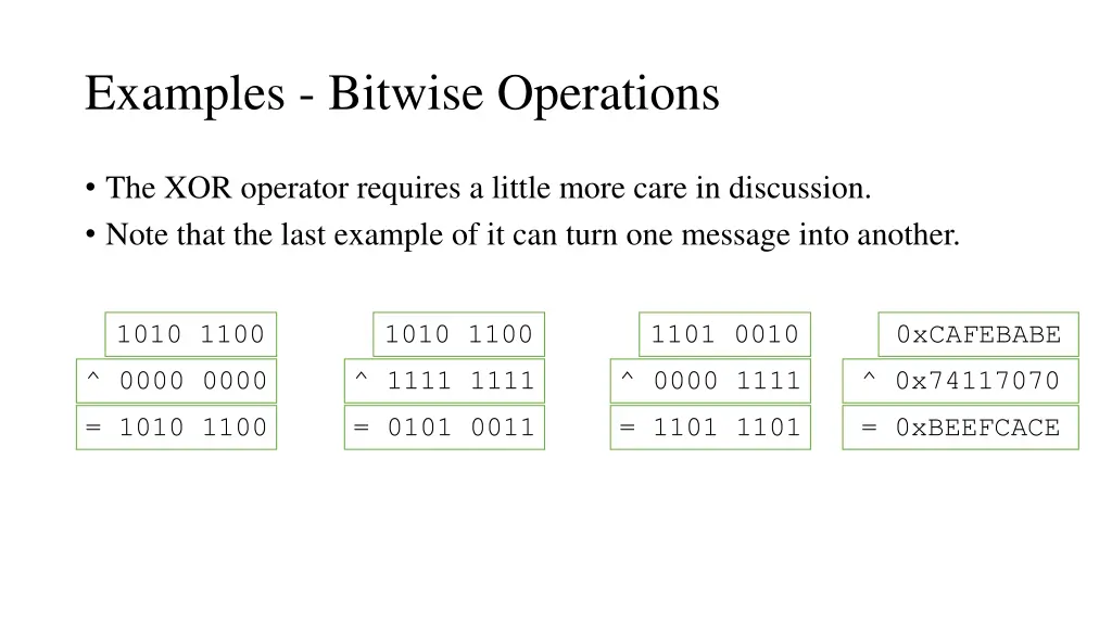 examples bitwise operations