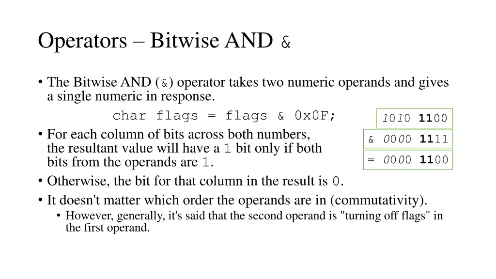 operators bitwise and