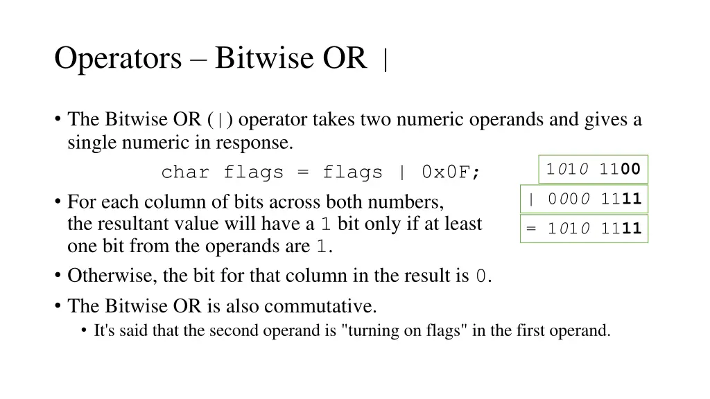 operators bitwise or