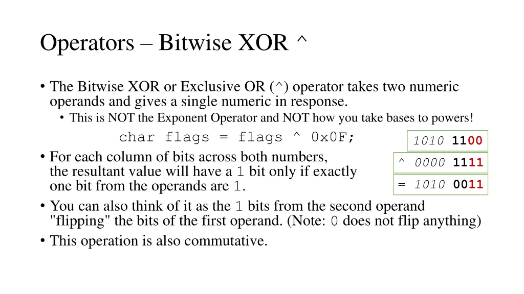 operators bitwise xor