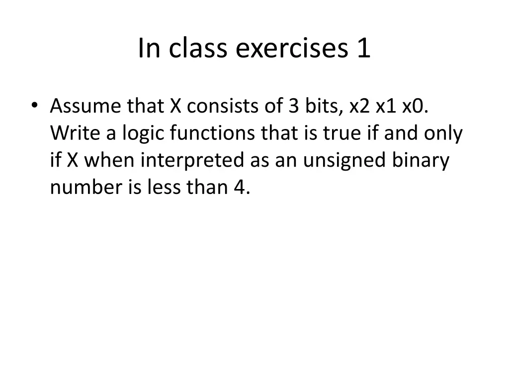 in class exercises 1