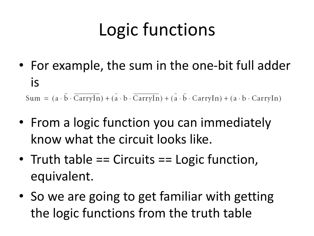 logic functions 1