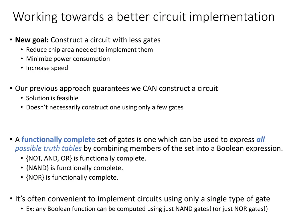 working towards a better circuit implementation