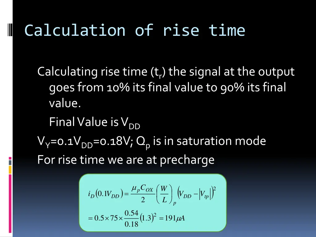 calculation of rise time
