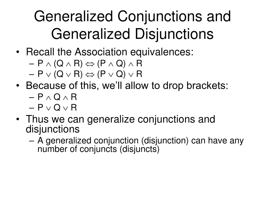 generalized conjunctions and generalized